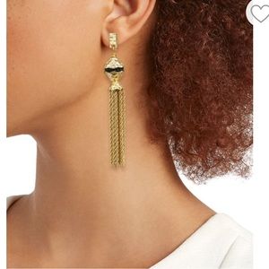 AKOLA Leather & Chain Tassel Earrings